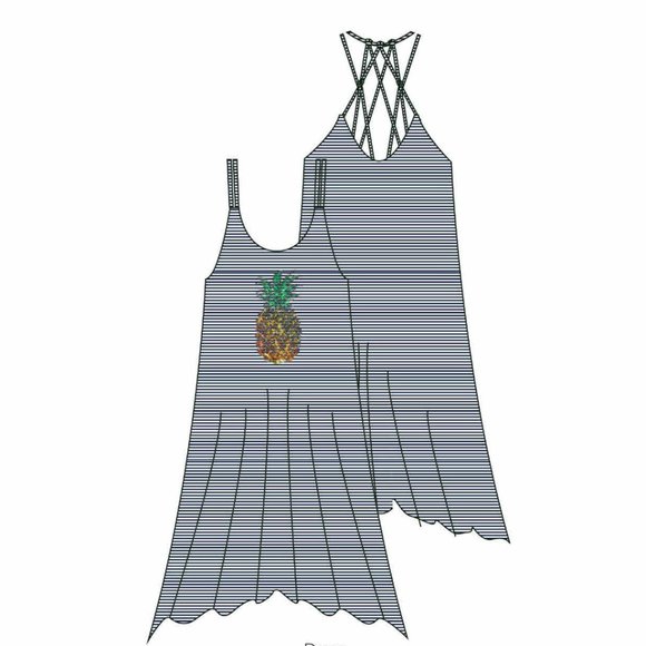 Sperry Global Bazaar Pineapple Blue Dress EUC sz L - Picture 3 of 5